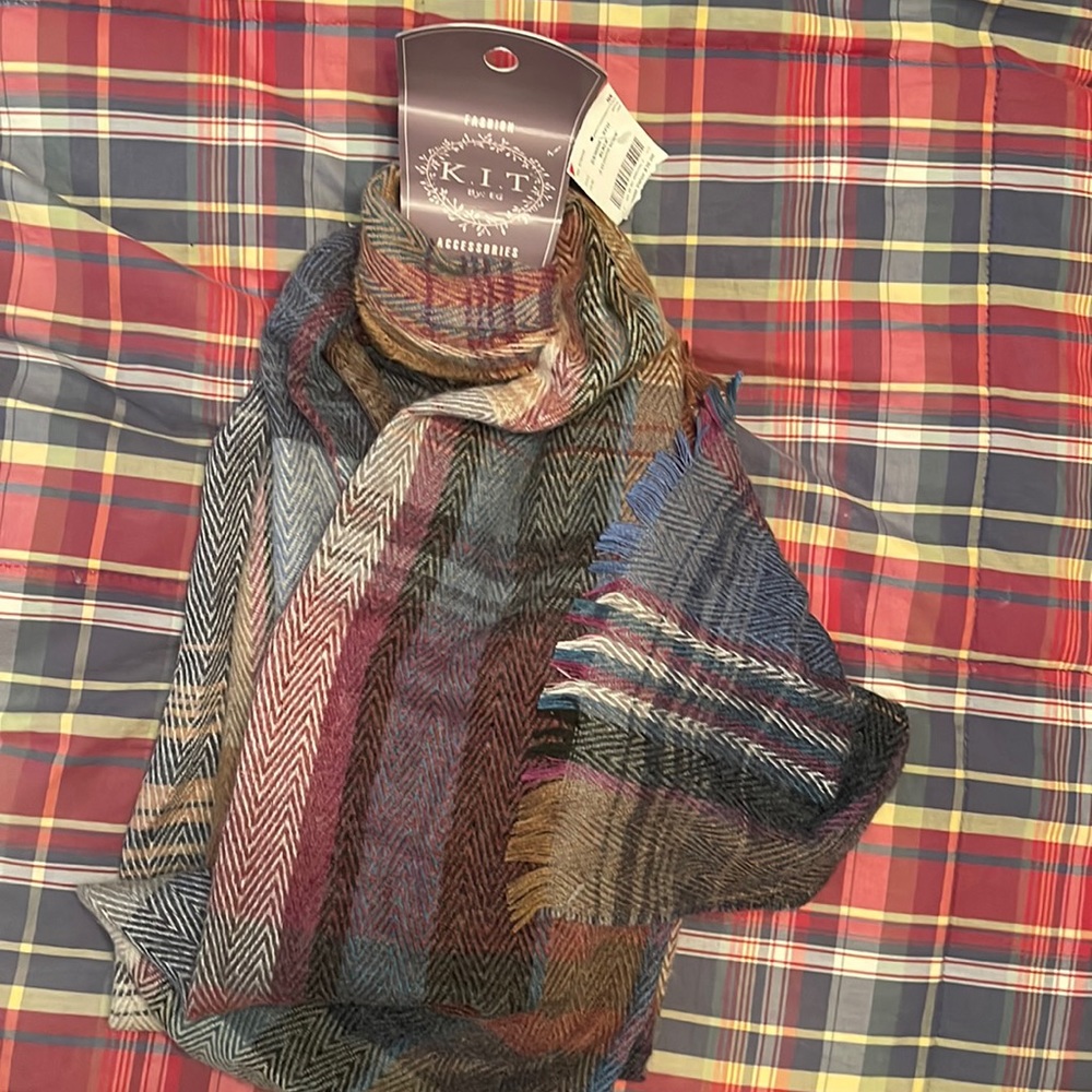 NWT Fashion K.I.T. by EG Acrylic Coldweather Scarf Multicolor OS - 71 x 31